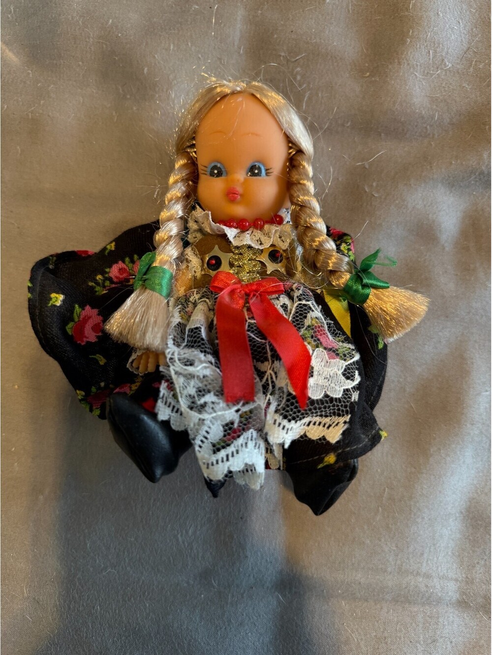 Vintage Polish Folk Doll Girl Kraków Krakowianka Costume Braids Made in Poland 6
